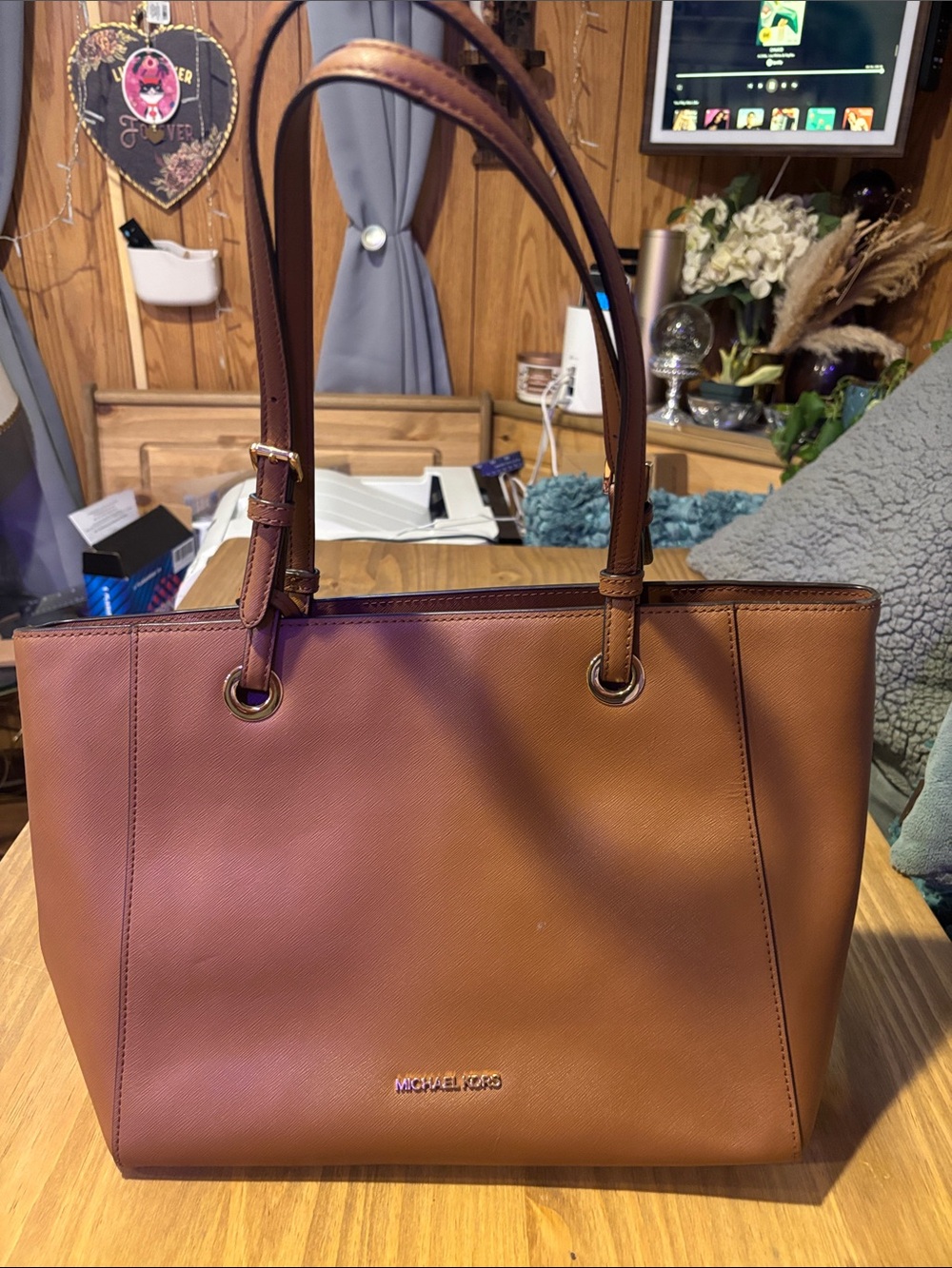 Michael Kors Cognac Leather Tote with Dual Straps